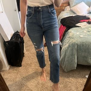 Super high rise straight ankle jean